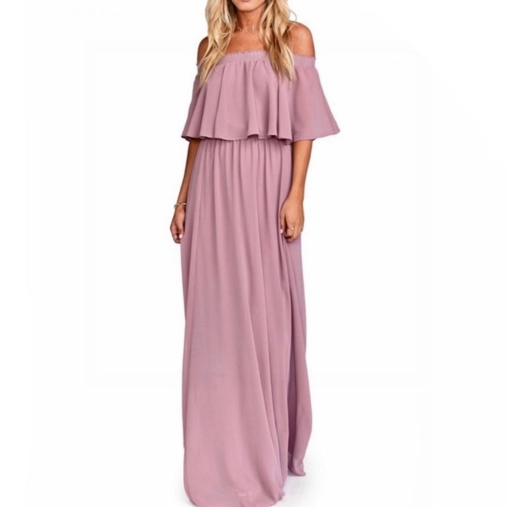 SHOW ME YOUR MUMU OFF-THE-SHOULDER RUFFLE MAXI DRESS - Picture 1 of 10
